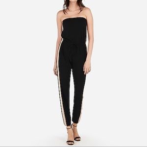 Express Strapless Sporty Striped Jumpsuit